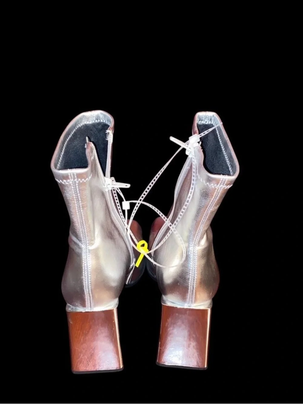 Gianni Bini Metallic Silver Block Heel Ankle Boots